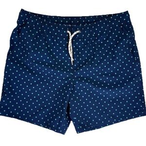 George Navy Blue Green Dot Preppy Swim Shorts Trunks Size Medium Lined Beach